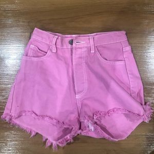 COPY - Pink high rise denim shorts